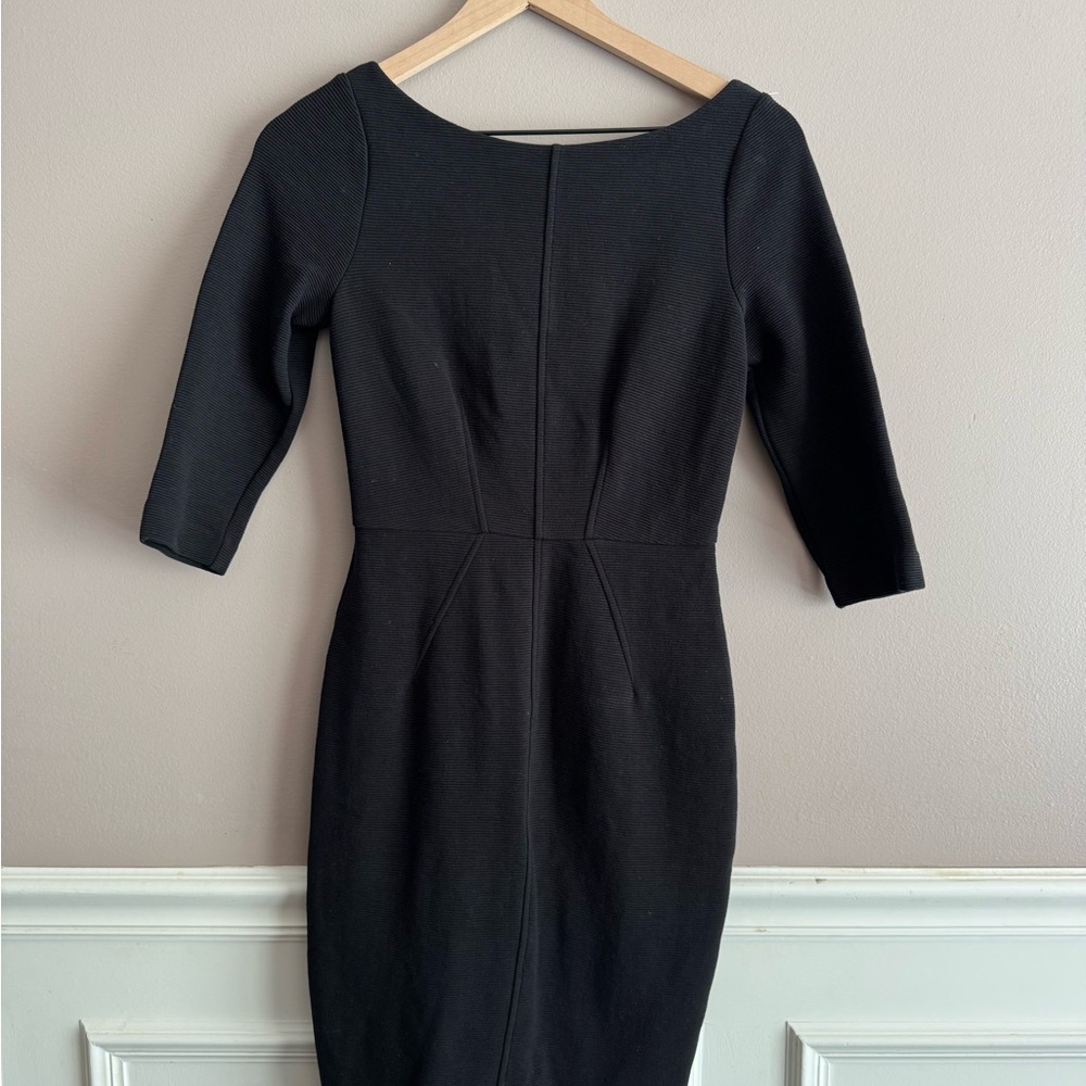 Boden Women’s Aurelia Ottoman Black 3/4 Sleeve Ribbed Knit  Midi Dress Size 2 2P